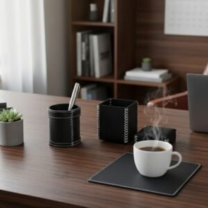 Modella Mousepad, Storage Box And Pen Holder Cognac