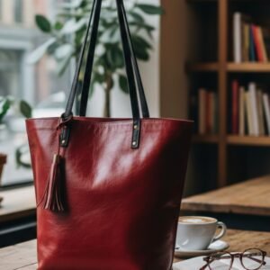 Auna Tote Bag- Genuine Waxy Leather Red
