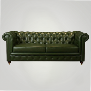 Chesterfield Genuine Leather Three Seater Sofa Olive Green