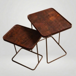 Croco Nested Table- Burgundy (Set Of Two)