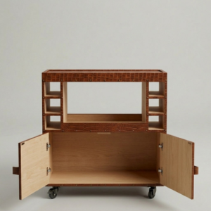 Belize Croco Leather Bar Trolley Tan