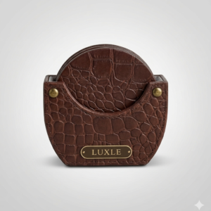 Eden Tan Round Coaster Set of 4 In Genuine Croco Leather
