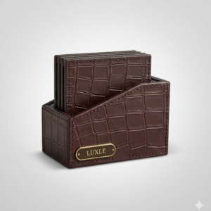 Eden Coaster Set of 4 In Genuine Croco Leather Grey