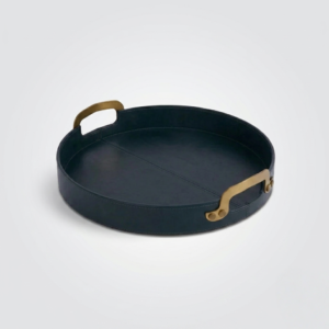 Leather Trays with metal handles