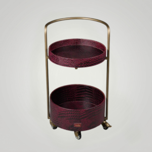 Rover Round Bar Trolley Burgundy