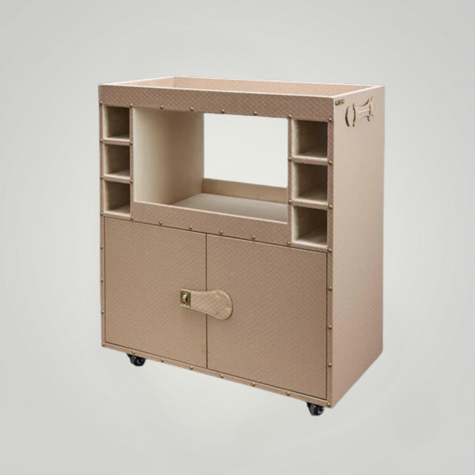 Belize Vegan Leather Bar Trolley Beige
