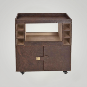 Belize Croco Leather Bar Trolley Brown