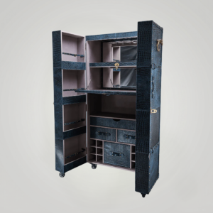 Artemis Croco Tall Leather Bar Blue