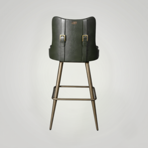 Buckle back Bar Stool Antique legs Green