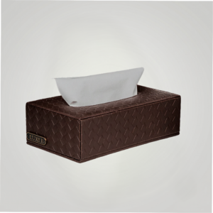 Eden Tissue Box In Genuine Croco Leather Brown